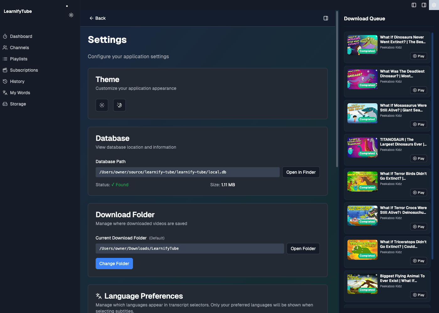 LearnifyTube Settings - Customize Your Experience