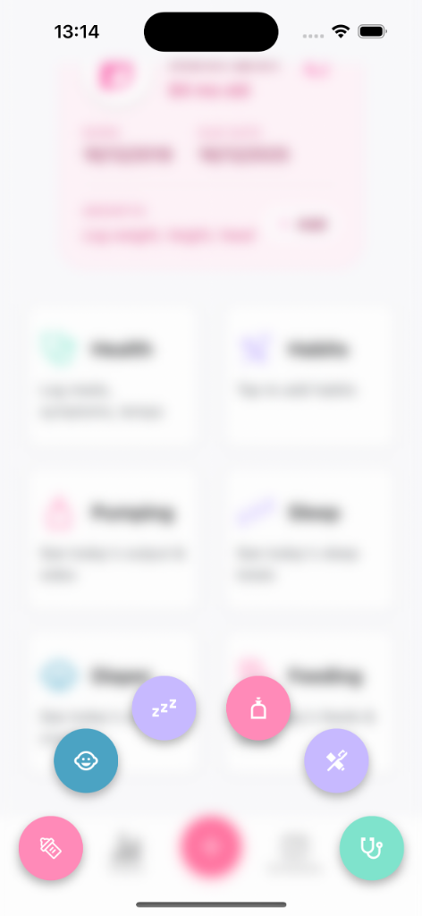 Quick action FAB menu with radial layout for easy one-thumb access